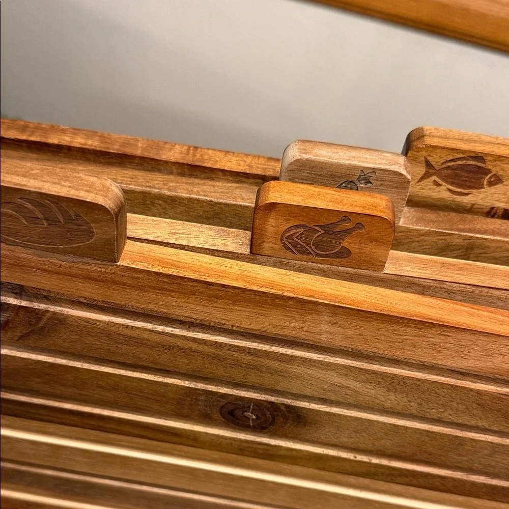 Wooden cutting boards Organizer with Tabs - Natural Wood